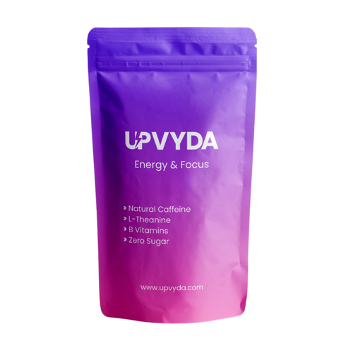 UPVYDA Energy Gum - Mint Flavor Chewable Supplement with Natural Caffeine, L-theanine, Vitamin B6 & B12 for Focus & Vitality, 30 units